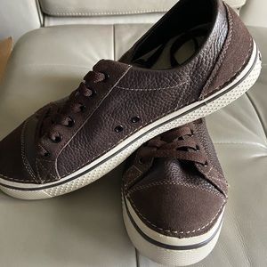 mens laced crocs. I have a pair of black and brown. Great shape, very comfy